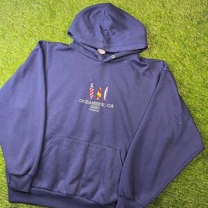 Vintage 80's Oceanside California Surf navy blue hoodie Medium